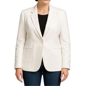 Harvé Benard Sport Women’s White Wool-Blend Blazer | Size 14
